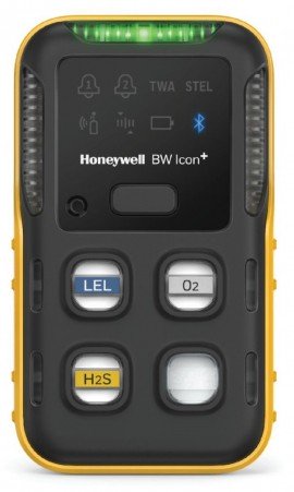 Honeywell BW Icon+ Series Multi-Gas Detector, %LEL(IR)/O<sub>2</sub>/H<sub>2</sub>S, yellow-