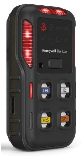 Honeywell BW Icon Series Multi-Gas Detector, %LEL(IR)/O<sub>2</sub>/H<sub>2</sub>S/CO, black-