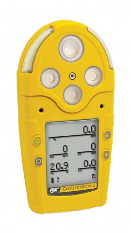 Honeywell BW GasAlertMicro 5 Multi-Gas Detector, O<sub>2</sub>/%LEL unfiltered/NH<sub>3</sub>/CO/H<sub>2</sub>S, yellow-