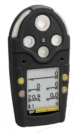Honeywell BW GasAlertMicro 5 Multi-Gas Detector with rechargeable battery and pump, %LEL/O<sub>2</sub>/H<sub>2</sub>S/CO/Cl<sub>2</sub>, black-