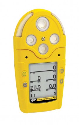 Honeywell BW GasAlertMicro 5 Multi-Gas Detector with rechargeable battery, %LEL/O<sub>2</sub>/H<sub>2</sub>/CO/SO<sub>2</sub>, yellow-