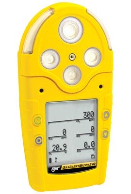 Honeywell BW GasAlertMicro 5 IR Multi-Gas Detector with rechargeable battery, CO<sub>2</sub> (IR)/%LEL/O<sub>2</sub>, yellow-