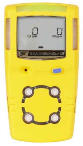 Honeywell BW MicroClip X3 Series Multi-Gas Detector, H&lt;sub&gt;2&lt;/sub&gt;S/CO, yellow-