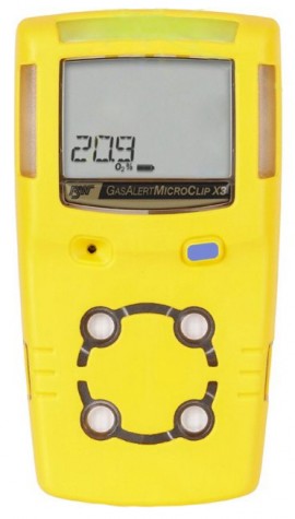 Honeywell BW MicroClip X3 Series Single-Gas Detector, O&lt;sub&gt;2&lt;/sub&gt;, yellow-