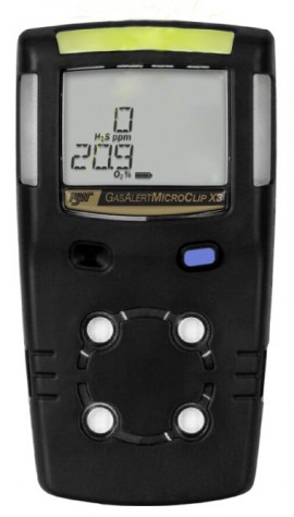 Honeywell BW MicroClip X3 Series Multi-Gas Detector, O&lt;sub&gt;2&lt;/sub&gt;/H&lt;sub&gt;2&lt;/sub&gt;S, black-