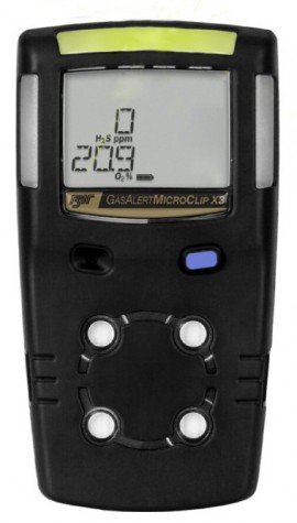 Honeywell BW MicroClip X3 Series Multi-Gas Detector, O&lt;sub&gt;2&lt;/sub&gt;/H&lt;sub&gt;2&lt;/sub&gt;S, black-