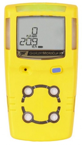 Honeywell BW MicroClip X3 Series Multi-Gas Detector, O<sub>2</sub>/H<sub>2</sub>S, yellow-