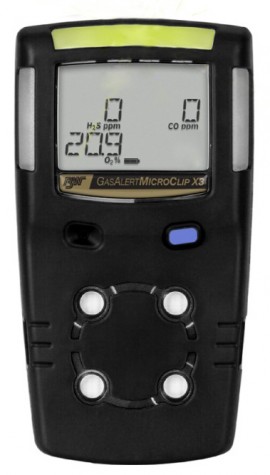 Honeywell BW MicroClip X3 Series Multi-Gas Detector, O<sub>2</sub>/H<sub>2</sub>S/CO, black-