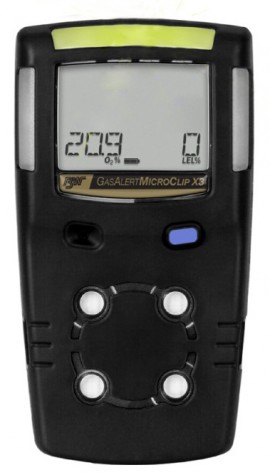 Honeywell BW MicroClip X3 Series Multi-Gas Detector, %LEL (unfiltered)/O&lt;sub&gt;2&lt;/sub&gt;, black-