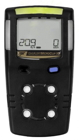 Honeywell BW MicroClip X3 Series Multi-Gas Detector, %LEL/O&lt;sub&gt;2&lt;/sub&gt;, black-