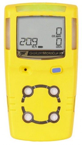 Honeywell BW MicroClip X3 Series Multi-Gas Detector, %LEL/O<sub>2</sub>/CO, yellow-