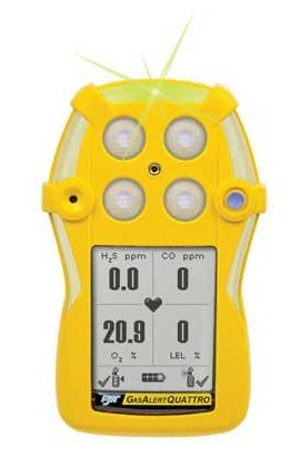 Honeywell BW GasAlertQuattro Single Gas Detector, H&lt;sub&gt;2&lt;/sub&gt;S, rechargeable battery-