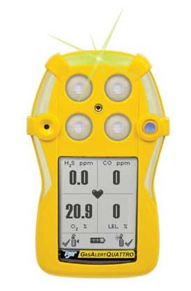 Honeywell BW GasAlertQuattro Single Gas Detector, O&lt;sub&gt;2&lt;/sub&gt;, alkaline battery-