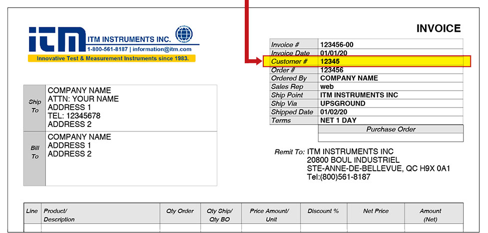 ITM Invoice sample screenshot
